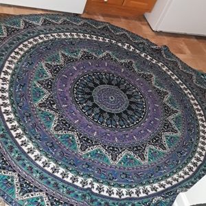 Ethnic purple elephant mandala design fabric